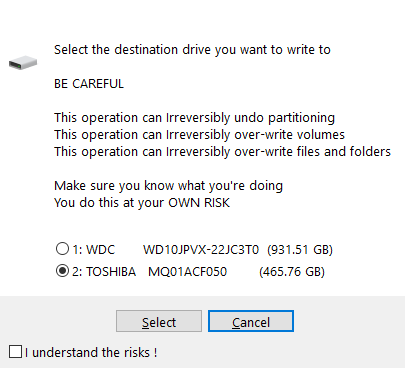Clone a drive or partition, Managed or otherwise